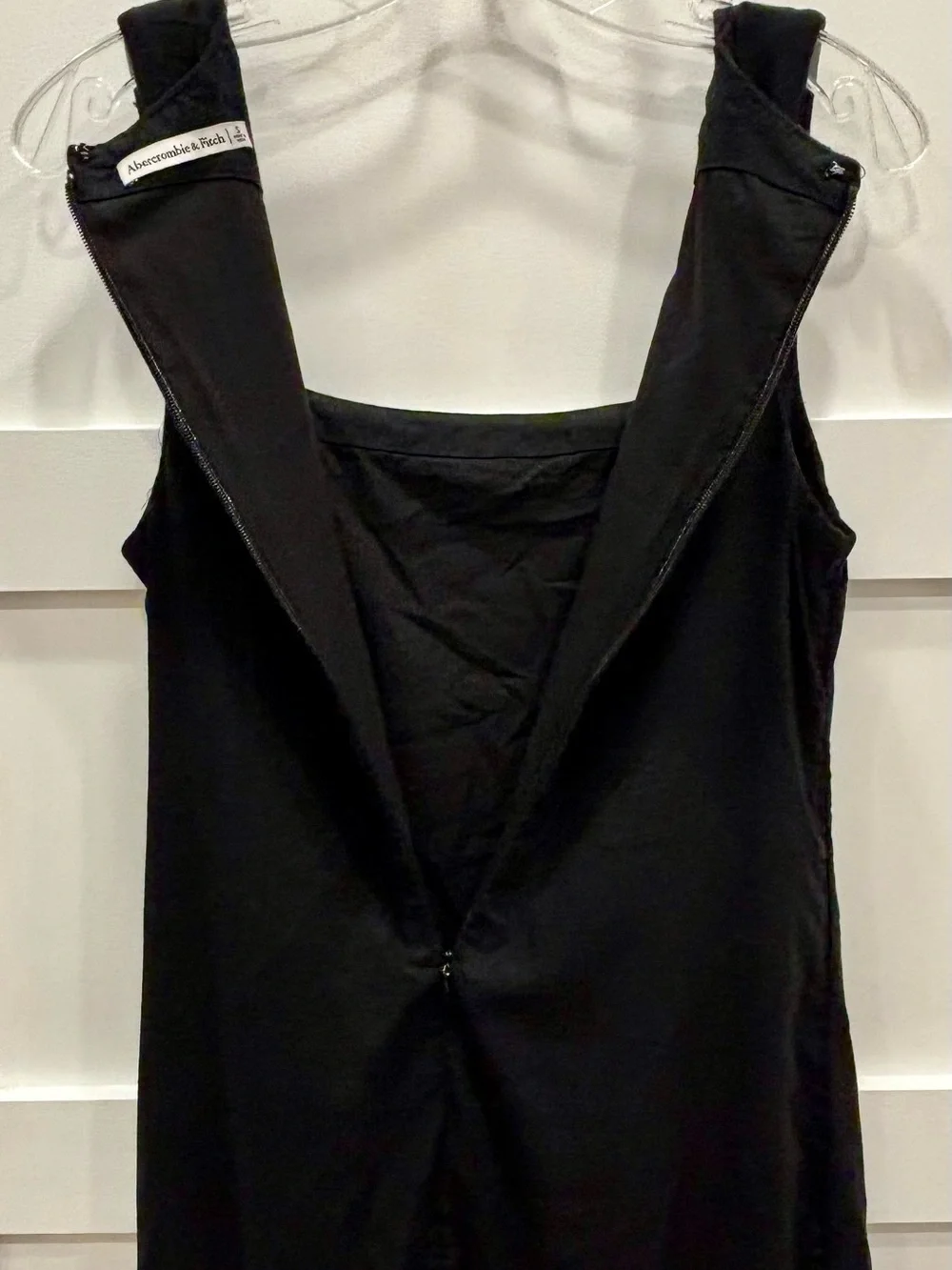 Abercrombie & Fitch Black Linen Blend Square Neck Maxi Sheath Dress